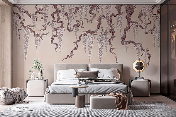 Peinture d'un arbre avec des fleurs Papier peint Peinture d'un arbre avec des fleurs