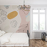 Papier peint Feuilles artistiques sur fond pastel