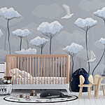 Papier peint Oiseaux volant dans les nuages