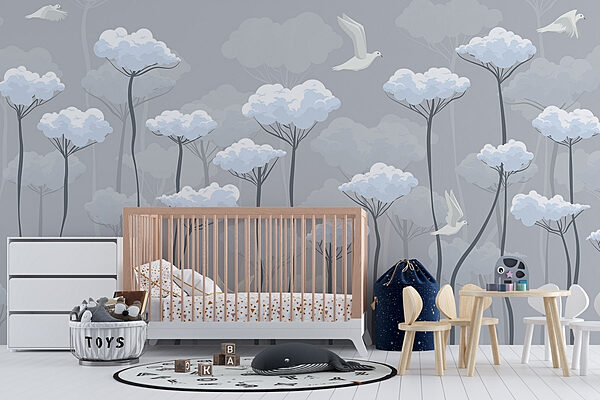 Oiseaux volant dans les nuages Papier peint Oiseaux volant dans les nuages