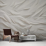 Papier peint Motif de plumes blanches sur une surface blanche