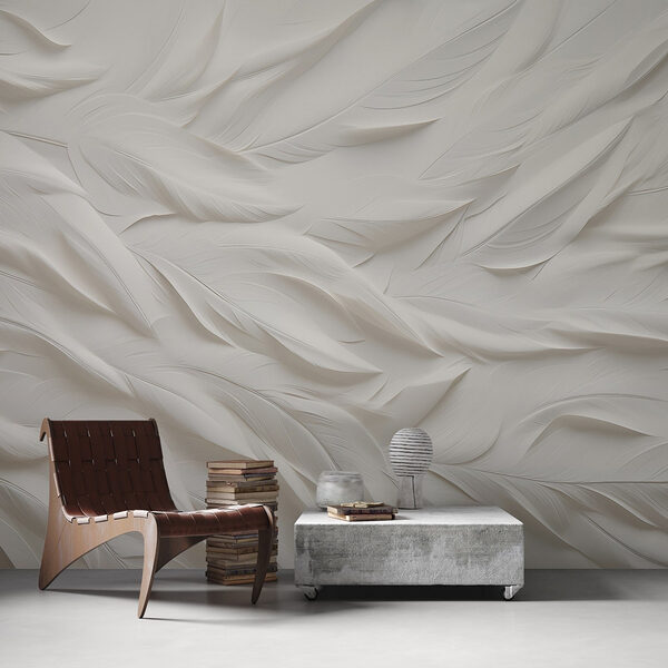 Motif de plumes blanches sur une surface blanche Papier peint Motif de plumes blanches sur une surface blanche