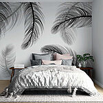 Papier peint Groupe de plumes noires et blanches