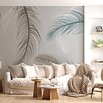 Papier peint Groupe de plumes sur fond blanc