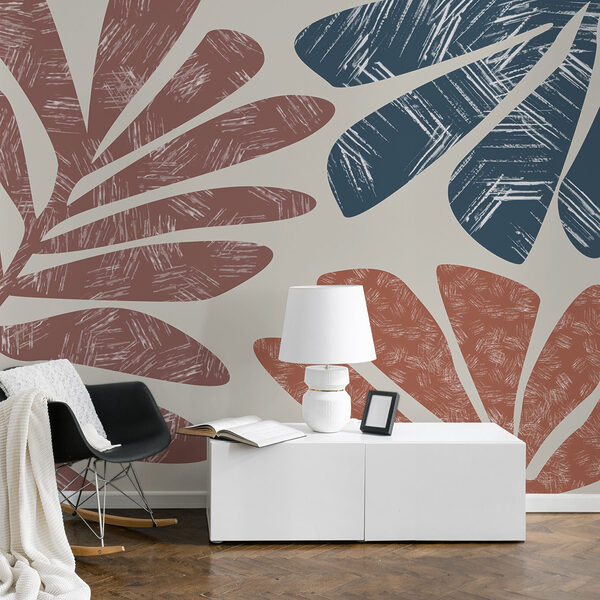 Des motifs de feuilles audacieux et vibrants s'unissent Papier peint Des motifs de feuilles audacieux et vibrants s'unissent