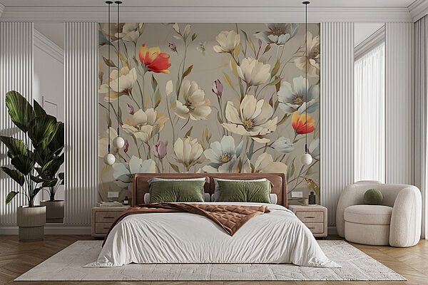 Fleurs délicates dans des tons pastels Papier peint Fleurs délicates dans des tons pastels