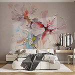 Papier peint Peinture de fleurs sur une surface blanche