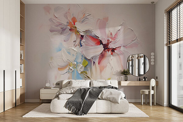 Peinture de fleurs sur une surface blanche Papier peint Peinture de fleurs sur une surface blanche