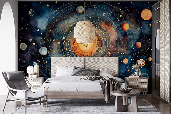 Peinture de planètes dans l'espace Papier peint Peinture de planètes dans l'espace