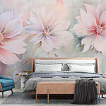 Papier peint Peinture de fleurs sur une surface blanche