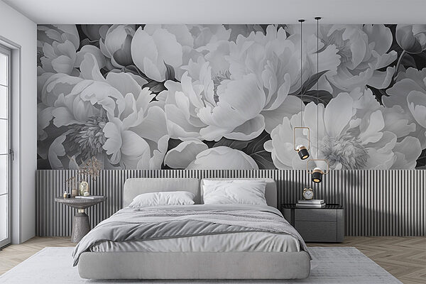 Groupe de fleurs blanches Papier peint Groupe de fleurs blanches
