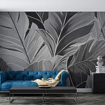 Papier peint Feuilles luxuriantes dans des tons monochromes