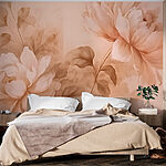 Papier peint Peinture de fleurs et de feuilles