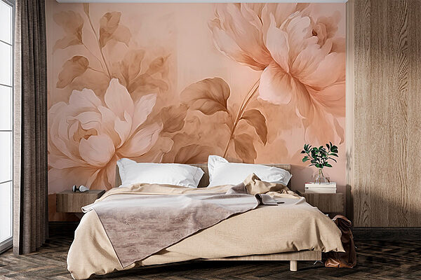 Peinture de fleurs et de feuilles Papier peint Peinture de fleurs et de feuilles