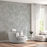 Papier peint Motif de feuilles sur fond blanc