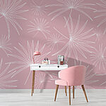 Papier peint Motif de feuilles blanches