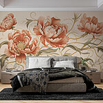 Papier peint Peinture de fleurs et de vignes