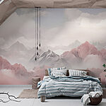 Papier peint Chaîne de montagnes avec nuages
