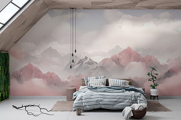 Chaîne de montagnes avec nuages Papier peint Chaîne de montagnes avec nuages