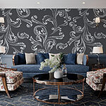 Papier peint Motif de tourbillons blancs et gris