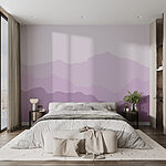 Papier peint Montagnes violettes et nuages blancs