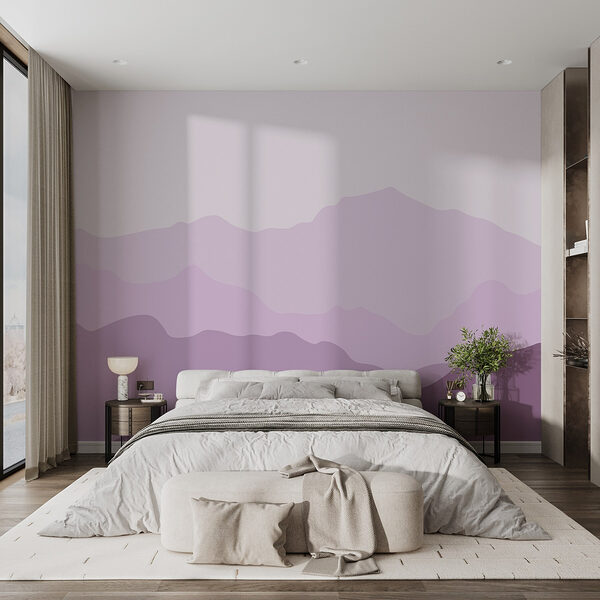 Montagnes violettes et nuages blancs Papier peint Montagnes violettes et nuages blancs