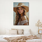 Tableaux Femme portant un chapeau de paille
