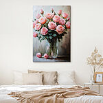 Tableaux Peinture de roses roses dans un vase
