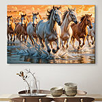 Tableaux Groupe de chevaux courant dans l'eau