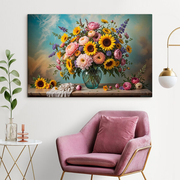 Vase de fleurs sur une table Tableaux Vase de fleurs sur une table