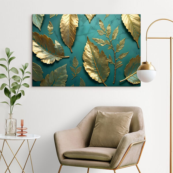 Feuilles élégantes sur un fond vibrant Tableaux Feuilles élégantes sur un fond vibrant