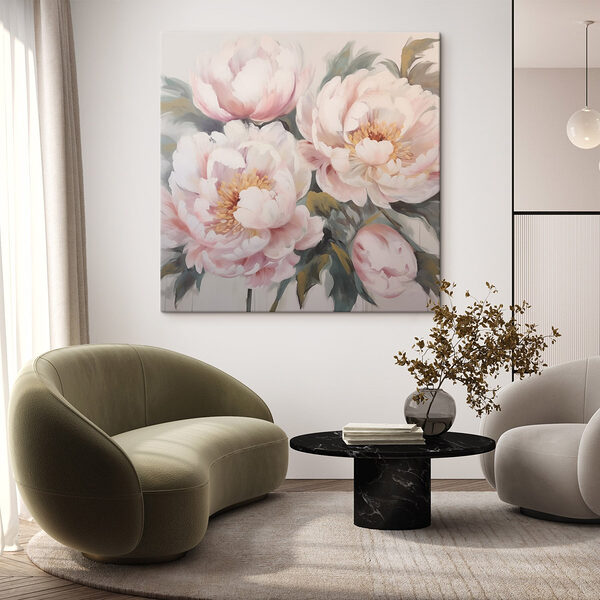 Tableaux Peinture de fleurs sur une surface blanche