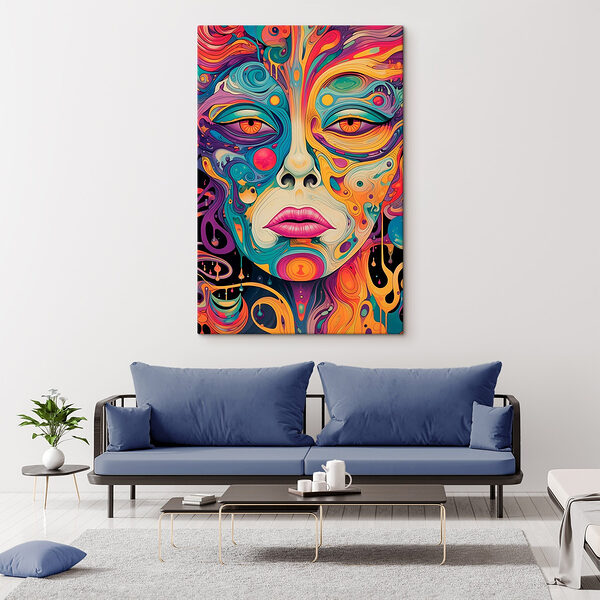 Tableaux Tableaux Visage coloré avec yeux et lèvres (UGS : s41681)