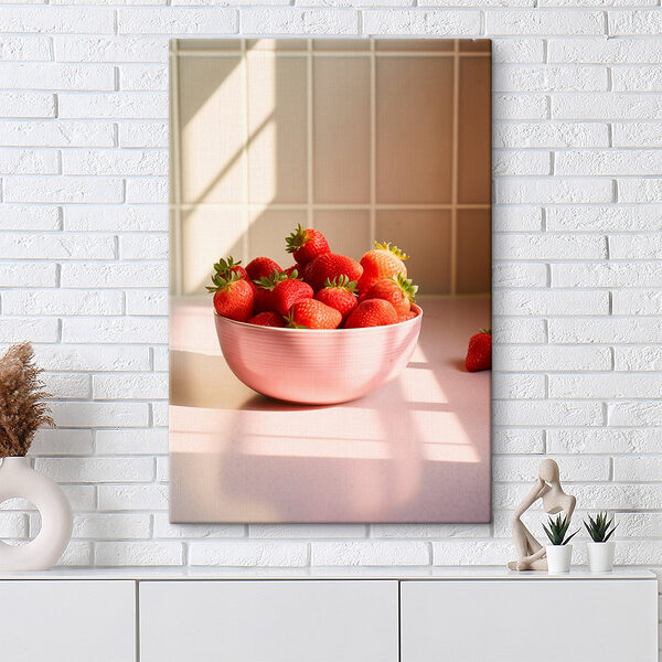 Bol de fraises sur un comptoir Tableaux Bol de fraises sur un comptoir