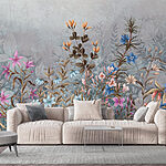 Papier peint Peinture de fleurs et de feuilles