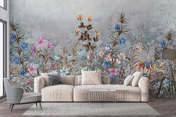 Papier peint Papier peint Peinture de fleurs et de feuilles (UGS : w08428)