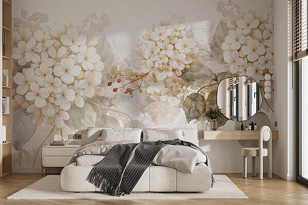 Des fleurs sereines dans des teintes douces Papier peint Des fleurs sereines dans des teintes douces