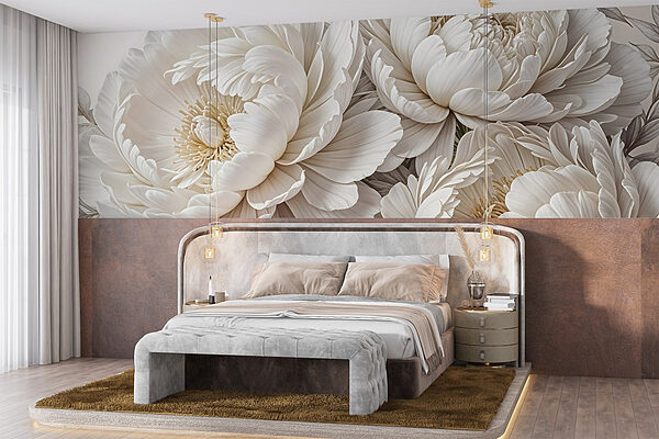 Groupe de fleurs blanches Papier peint Groupe de fleurs blanches