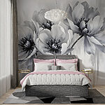 Papier peint Groupe de fleurs sur fond blanc