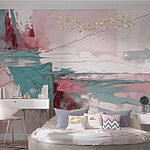 Papier peint Peinture de couleur rose et bleue