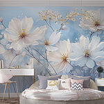 Papier peint Groupe de fleurs blanches
