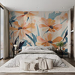 Papier peint Peinture de fleurs sur une surface blanche
