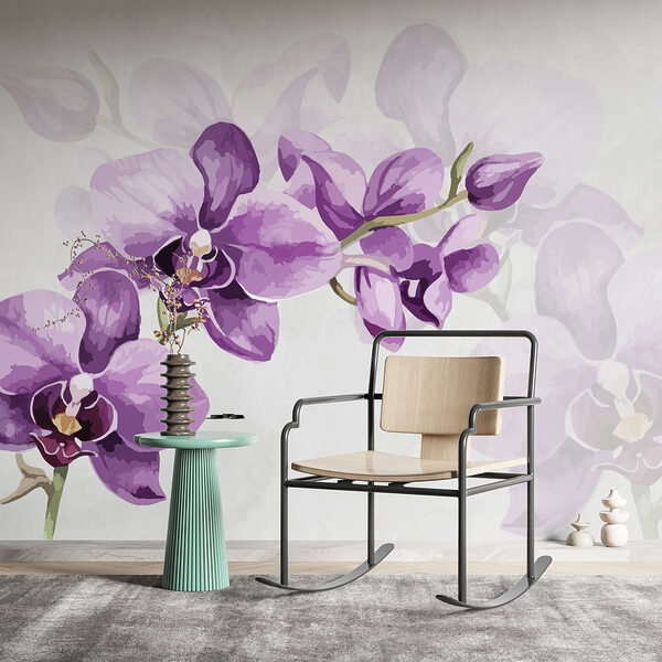 Fleurs violettes sur une branche Papier peint Fleurs violettes sur une branche