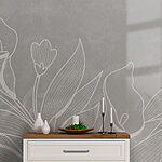 Papier peint Dessin de fleurs au trait blanc