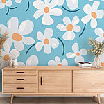 Papier peint Motif de fleurs blanches