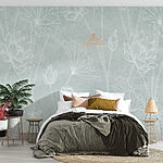 Papier peint Motif de fleurs sur fond bleu