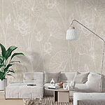 Papier peint Dessin de fleurs au trait blanc