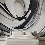 Papier peint Motif tourbillonnant noir et blanc