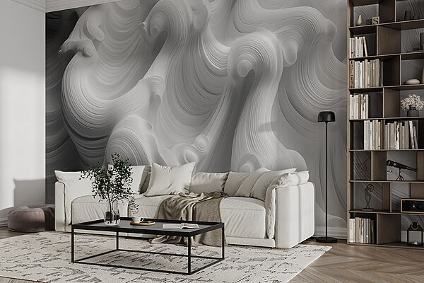 Surface blanche et tourbillonnante Papier peint Surface blanche et tourbillonnante