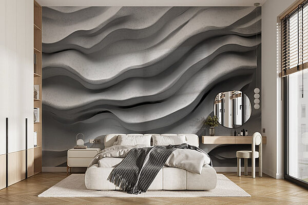 Papier peint Surface blanche avec des lignes ondulées